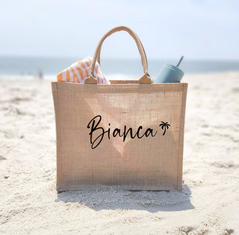 Beach Jute Tote Bag