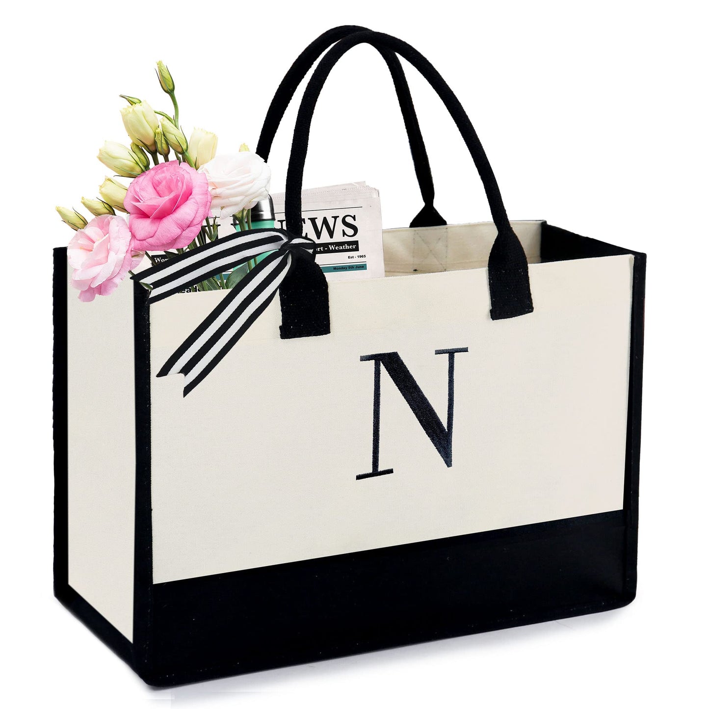 HOTIMO® Initial Canvas Tote Bags Personalized Embroidery