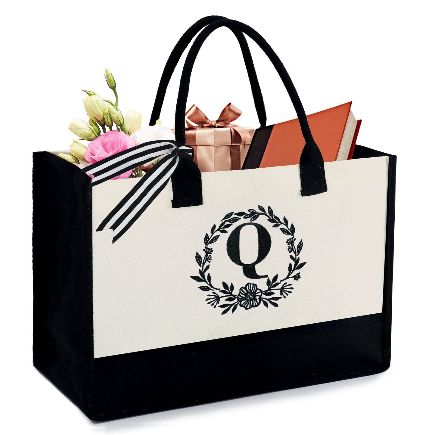 HOTIMO® Monogram Initial Canvas Bag Embroidery Personalized