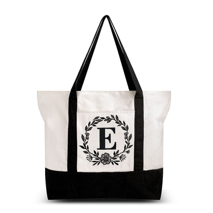 HOTIMO® Personalized Initial Canvas Tote Bag