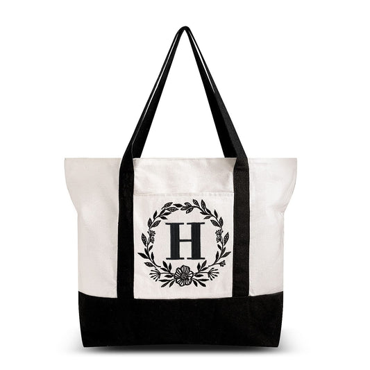 HOTIMO® Personalized Initial Canvas Tote Bag