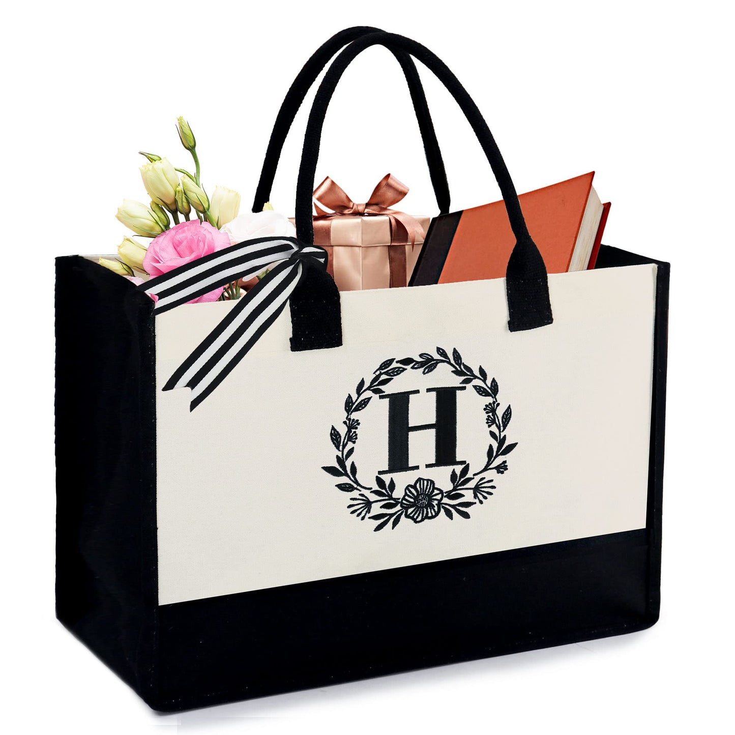 HOTIMO® Monogram Initial Canvas Bag Embroidery Personalized