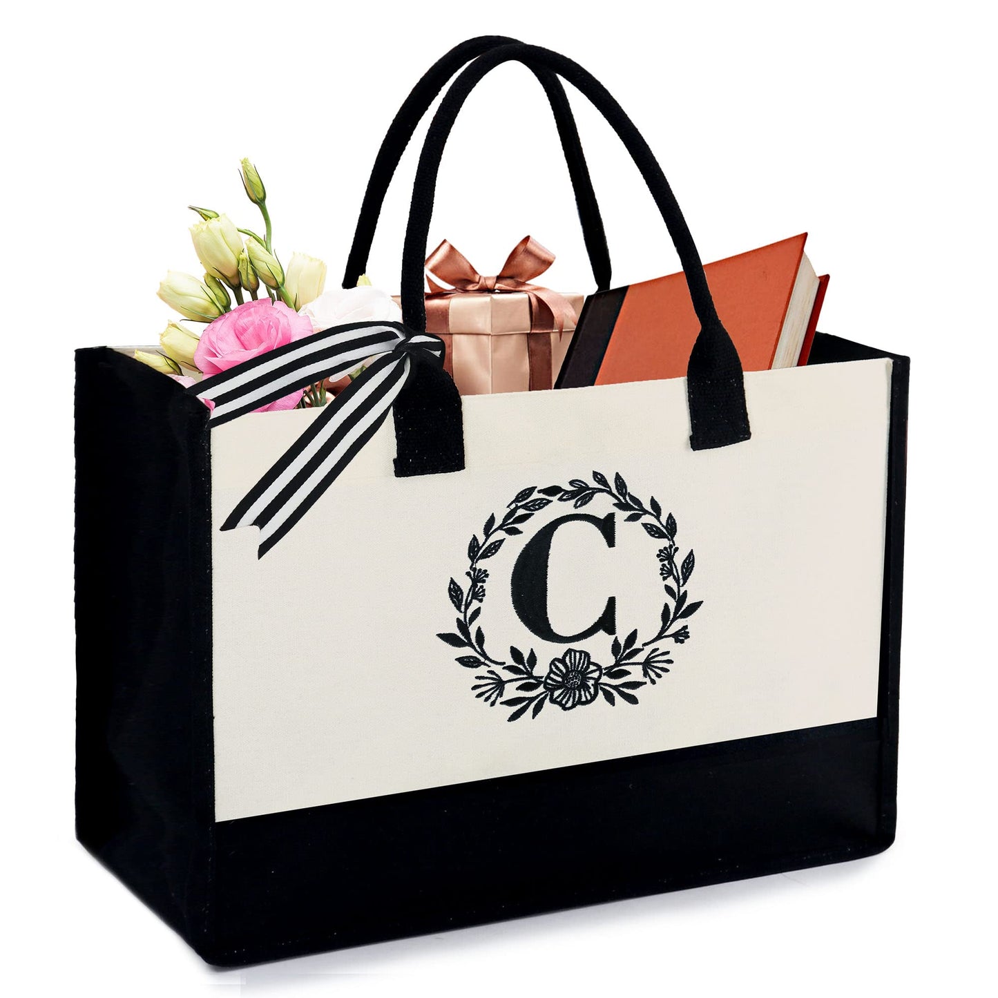 HOTIMO® Monogram Initial Canvas Bag Embroidery Personalized