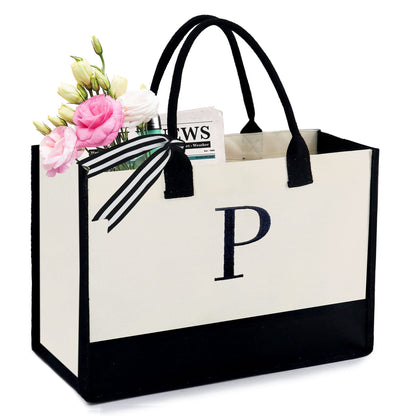 HOTIMO® Initial Canvas Tote Bags Personalized Embroidery